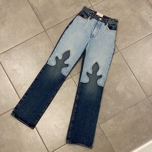 REVICE Two-Tone Cowgirl Western Straight Leg Jeans